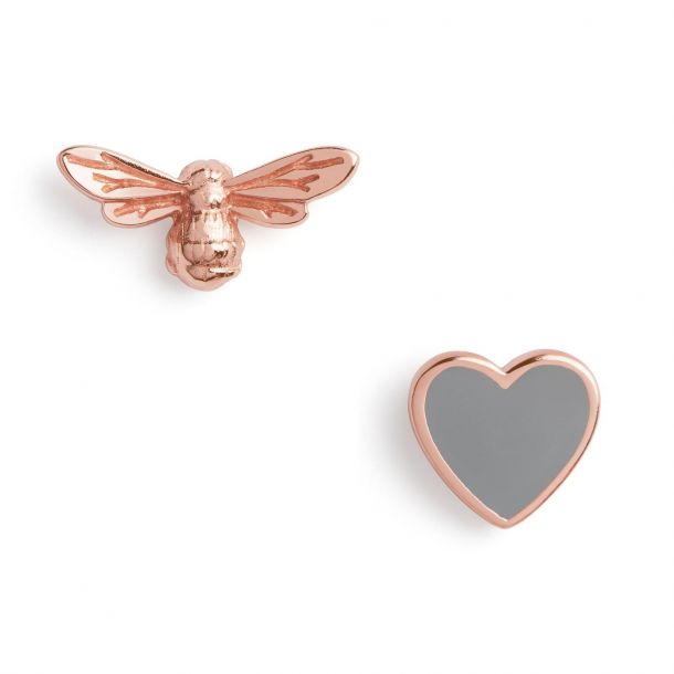 Olivia Burton You Have My Heart Grey Enamel and Bee Stud Earrings REEDS Jewelers