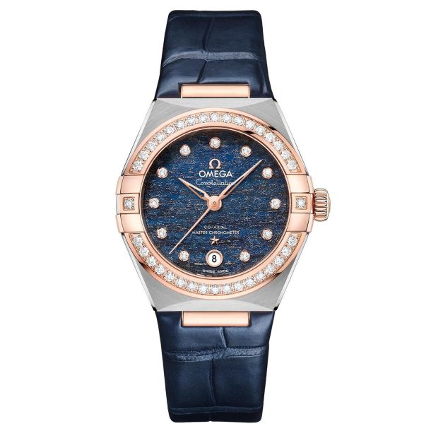 OMEGA Constellation Co Axial Master Chronometer Diamond Watch Blue Aventurine Dial 29mm O13128292099003 REEDS Jewelers