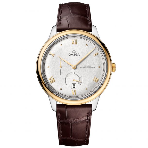 OMEGA De Ville Prestige Co Axial Master Chronometer Power Reserve Silver Dial Brown Leather Strap Watch 41mm O43423412102001