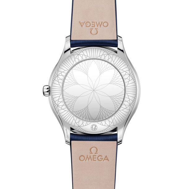 OMEGA De Ville Trésor Quartz Diamond Blue Fabric Strap Watch
