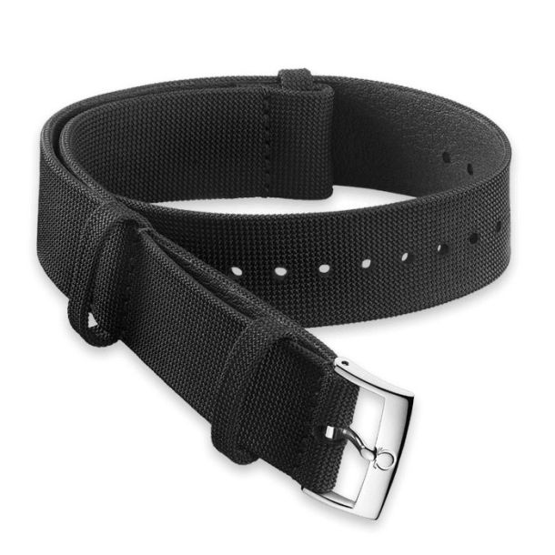 OMEGA NATO Coated Nylon Fabric Watch Strap Black 20mm