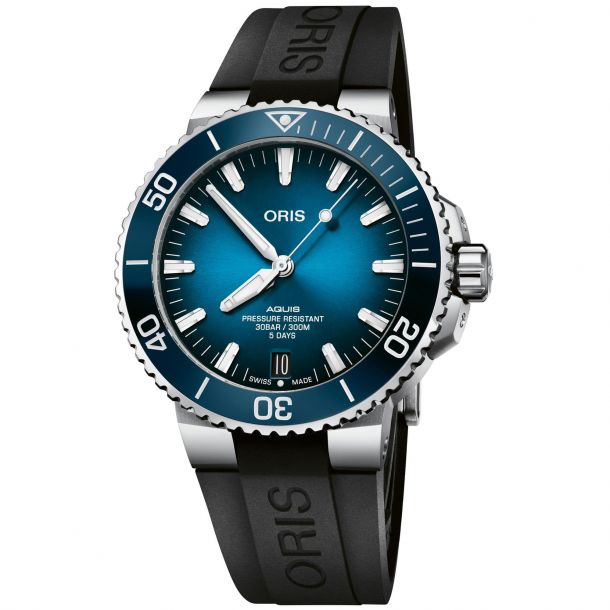 Oris aquis date cheap rubber strap