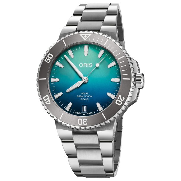 Oris Aquis Date Great Barrier Reef Limited Edition IV Stainless Steel Watch 43.5mm 01 400 7790 4185 SET REEDS Jewelers
