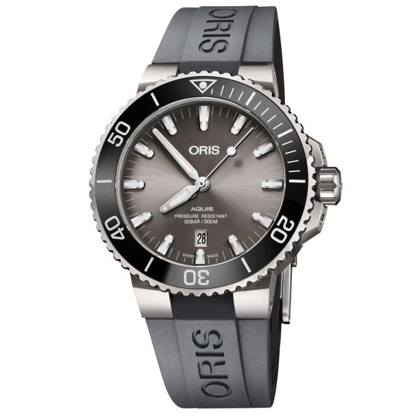 Oris Aquis Titanium Date Grey Rubber Strap Watch 43.5mm 733 7730 7153 4 24 63TEB