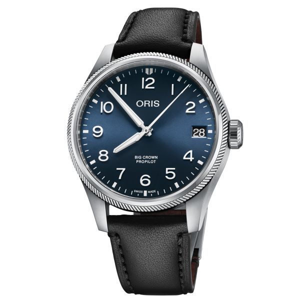 Oris Big Crown ProPilot Big Date Blue Dial Black Leather Strap Watch 41mm 01 751 7761 4065 07 6 20 08LC