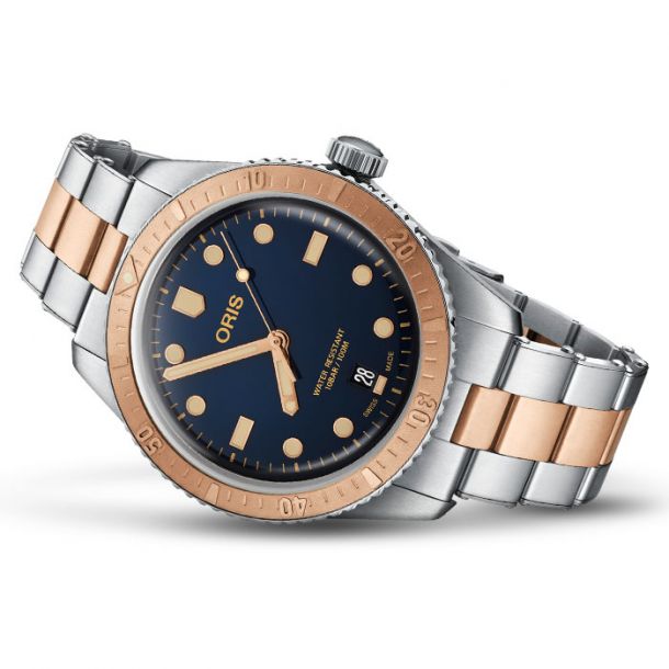 Oris Divers Sixty Five Blue Dial Two Tone Stainless Steel Watch 01 733 7707 4355 07 8 20 17 REEDS Jewelers