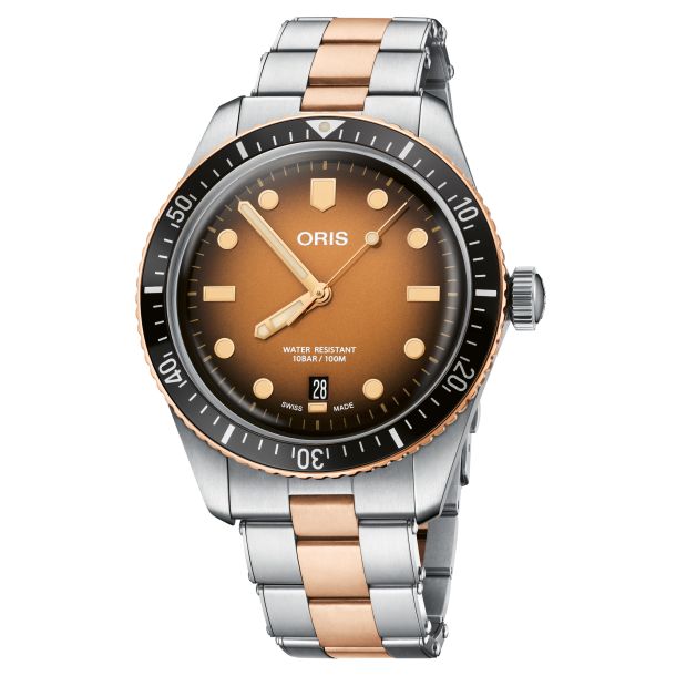 Oris Divers Sixty Five Brown Dial Two Tone Watch 40mm 01 733 7707 4356 07 8 20 17 REEDS Jewelers