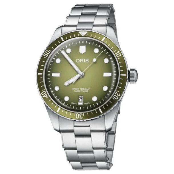 Oris Divers Sixty-Five Date Green Dial Stainless Steel Watch 40mm
