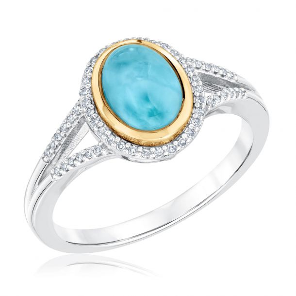 Larimar and clearance diamond ring