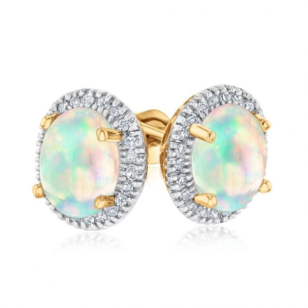 Opal diamond stud earrings 2025