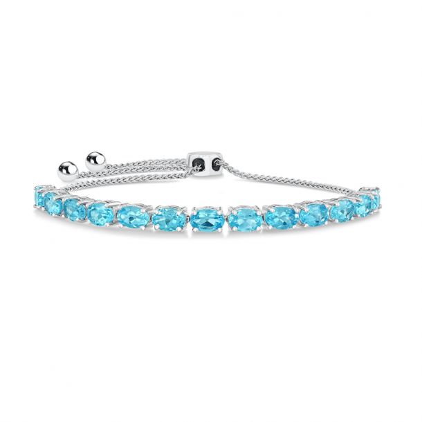 Oval Swiss Blue Topaz Bolo Bracelet