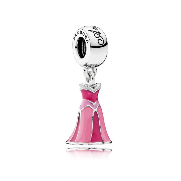 PANDORA Disney Aurora s Dress Dangle with Pink Enamel