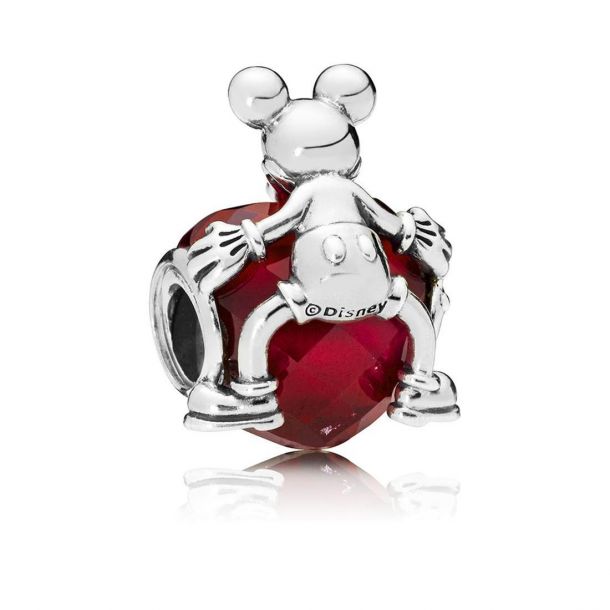 Pandora Disney Mickey Love Heart Charm Fuchsia Rose Crystal REEDS Jewelers