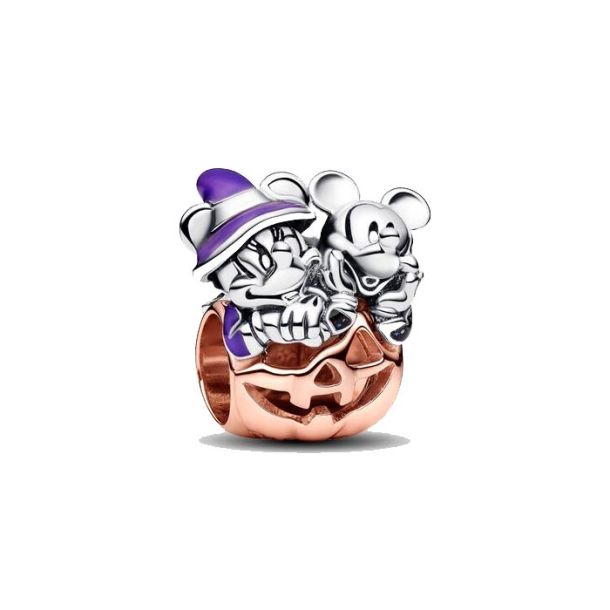 Pandora Disney Mickey Mouse Minnie Mouse Halloween Pumpkin Charm Rose Gold Plated