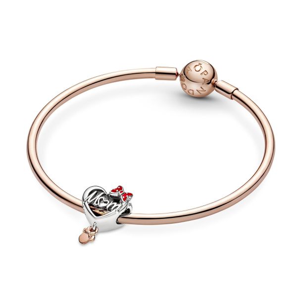 Pandora Disney Minnie Mouse Mom Heart Charm Rose Gold Plated