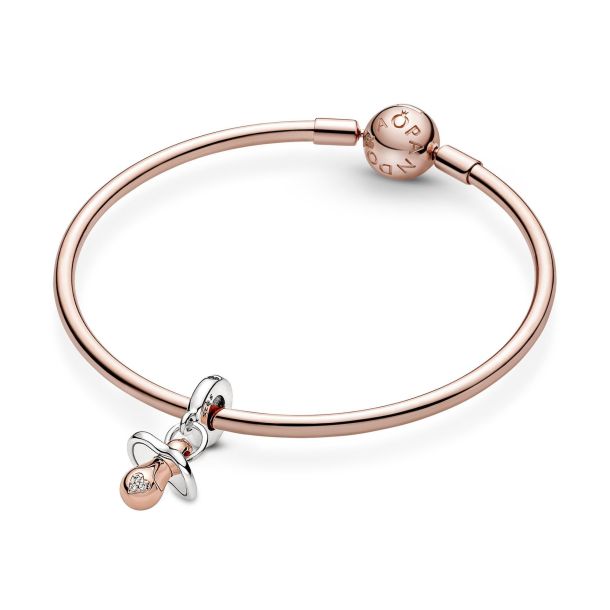 Pandora Baby Pacifier Dangle Charm Rose Gold Plated REEDS Jewelers
