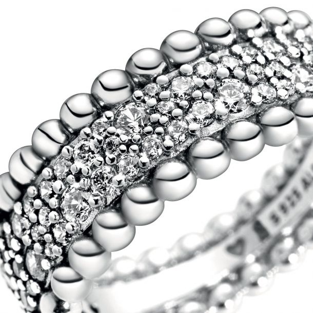 Pandora beaded pave band ring discount