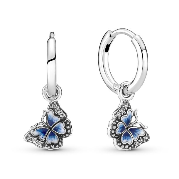 Pandora Blue Butterfly Hoop Earrings 290778C01