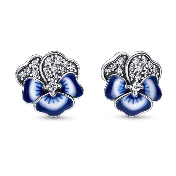 Pandora Blue Pansy Necklace & Stud Earrings Set | REEDS Jewelers