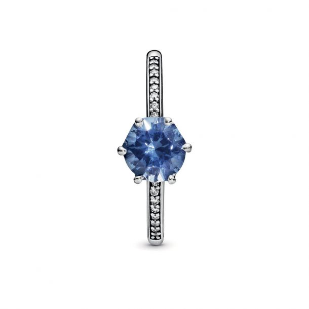 Blue sparkling cheap crown ring