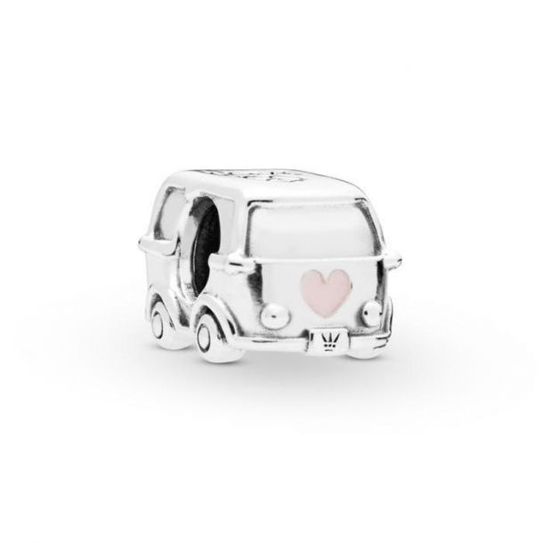 Pandora Camper Van Charm, Transparent Pale Pink Enamel