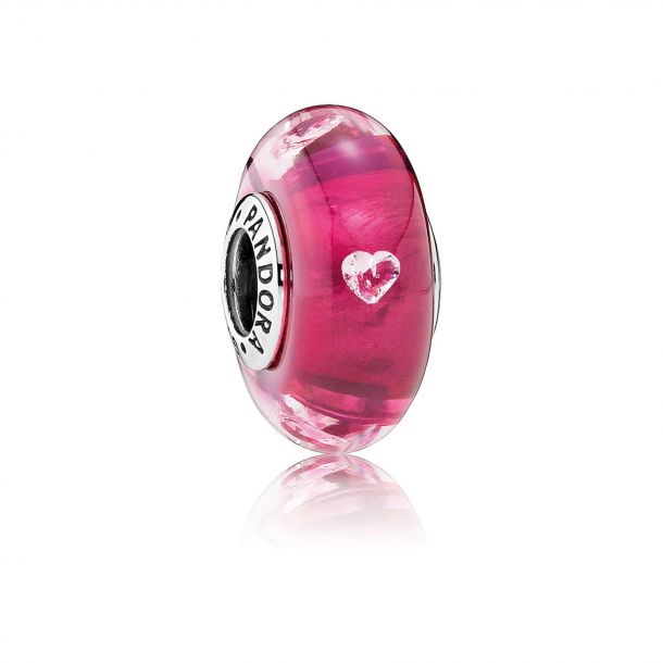 Pandora Cerise Heart Glass Charm Clear Cubic Zirconia REEDS Jewelers