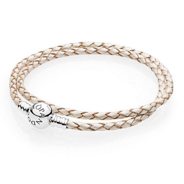 Pandora champagne outlet leather bracelet