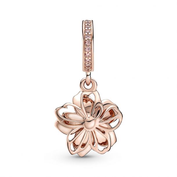 Pink Butterfly & Quote Double Dangle Charm, Rose gold plated