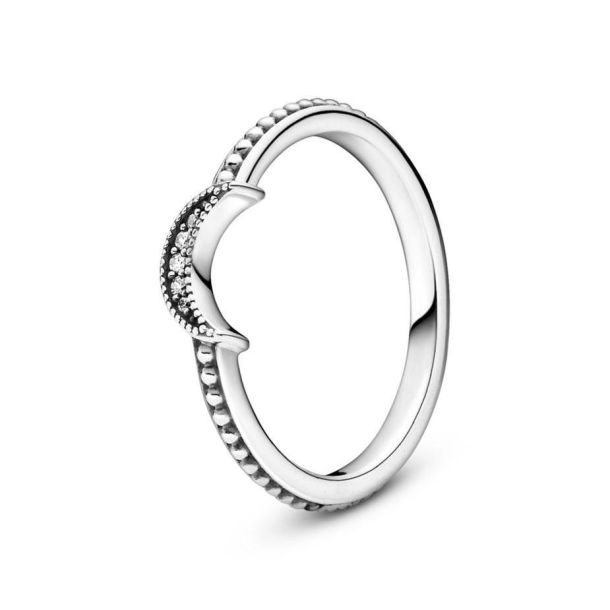 Natura shape subway Pandora Crescent Moon Beaded Ring | REEDS Jewelers