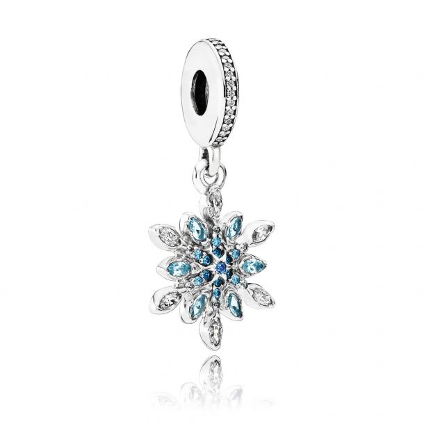 Pandora Crystalized Snowflake Dangle Charm Blue Crystals Clear Cubic Zirconia