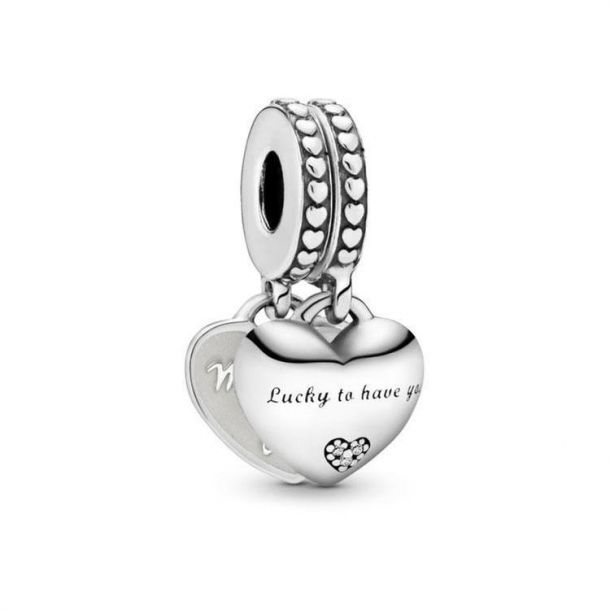 Engravable Heart Charm, Sterling silver
