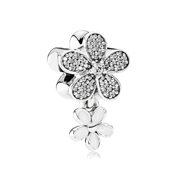 Pandora daisy charm with white enamel store
