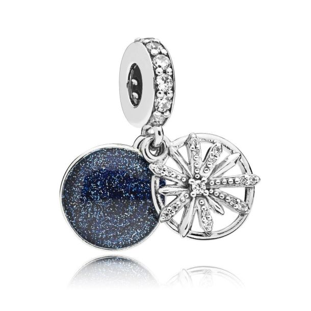 Pandora Dazzling Wishes Dangle Charm Clear Cubic Zirconia Blue Enamel