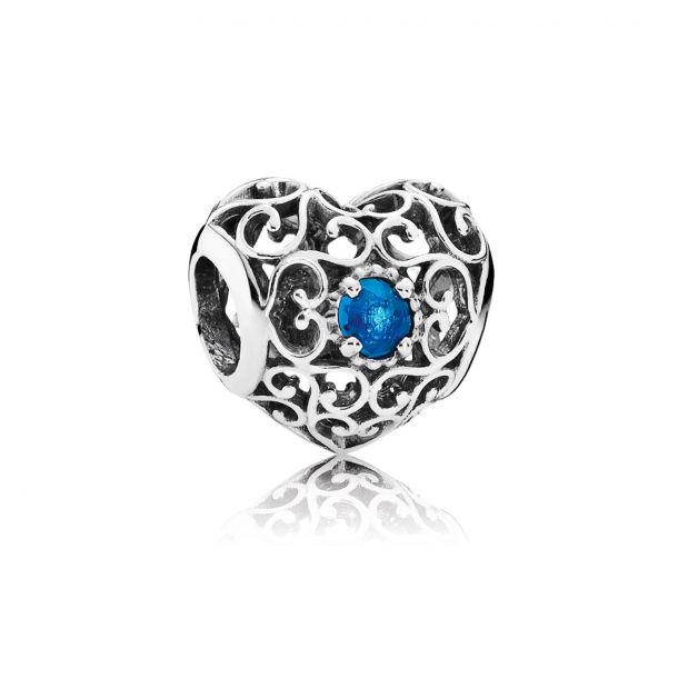 Pandora December Signature Heart Charm London Blue Crystal REEDS Jewelers
