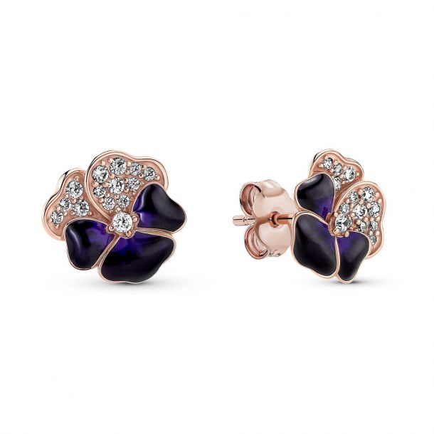 Pandora Sparkling Elevated Heart Stud Earrings - Rose Gold