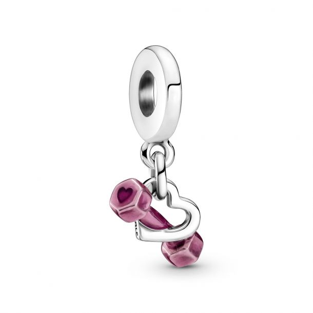 Pandora Dumbbell & Heart Dangle Charm