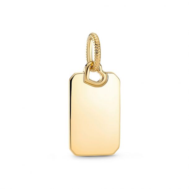 Pandora Engravable Gold-Plated Rectangle Tag Pendant | REEDS Jewelers
