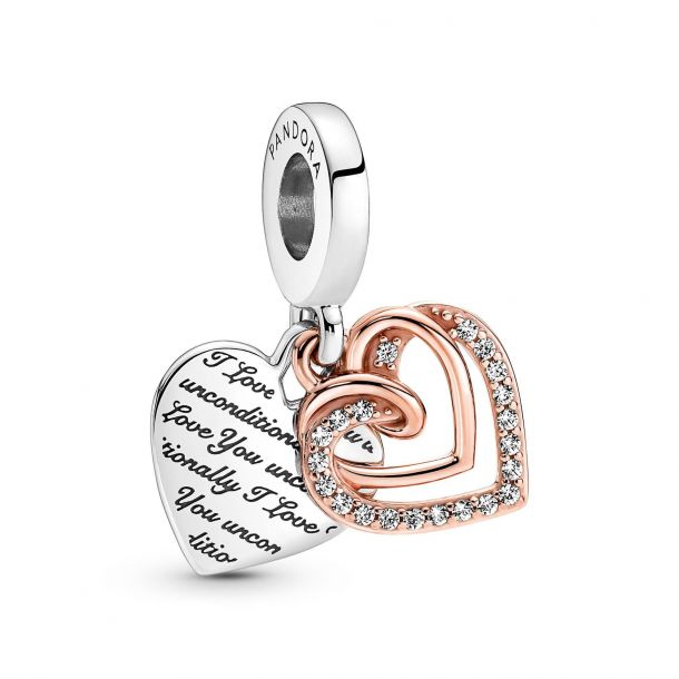 Hearts Double Charm, Rose Gold-Plated REEDS Jewelers