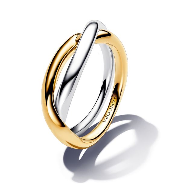 Pandora Essence Two Tone Entwined Bands Gold Plated Ring