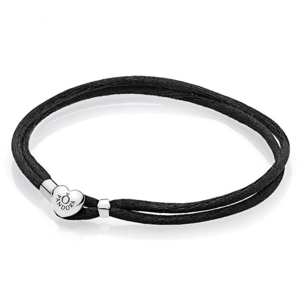 PANDORA Fabric Cord Bracelet Black 7.5inches REEDS Jewelers