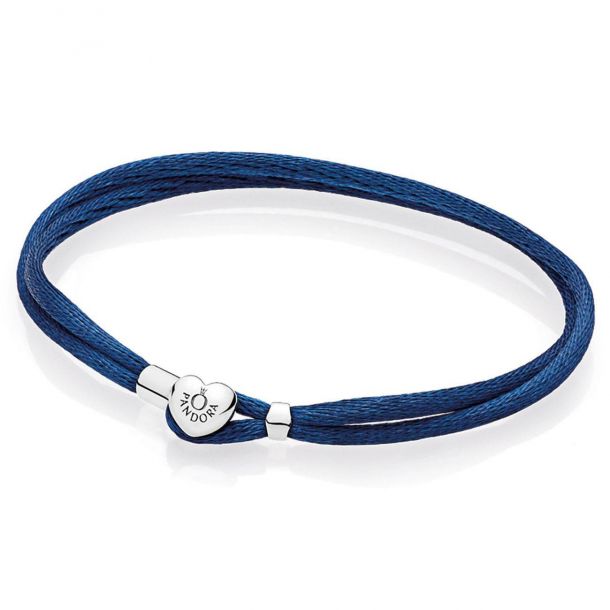 PANDORA Fabric Cord Bracelet Dark Blue 7.9inches REEDS Jewelers