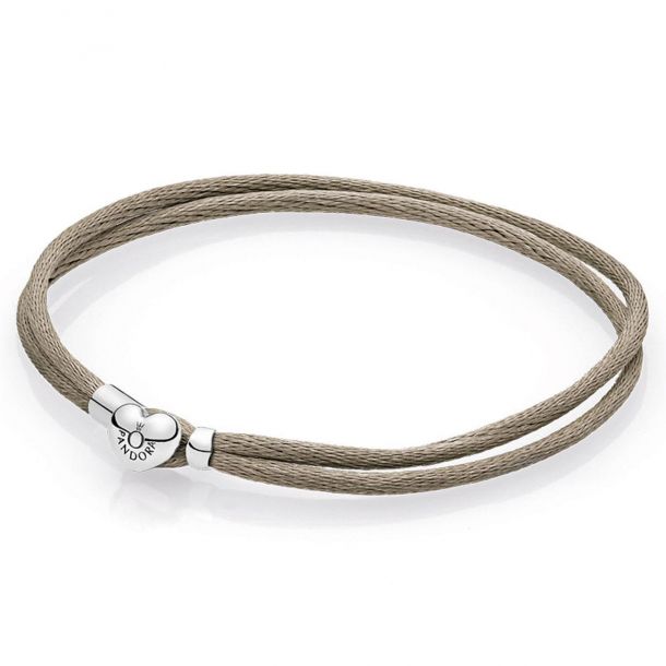 Pandora Fabric Cord Bracelet Grey 7.9inches REEDS Jewelers