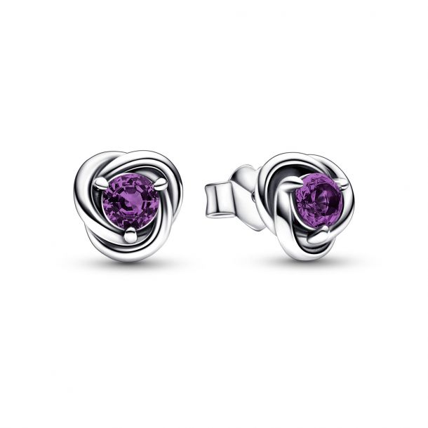 Pandora February Purple Eternity Circle Stud Earrings REEDS Jewelers