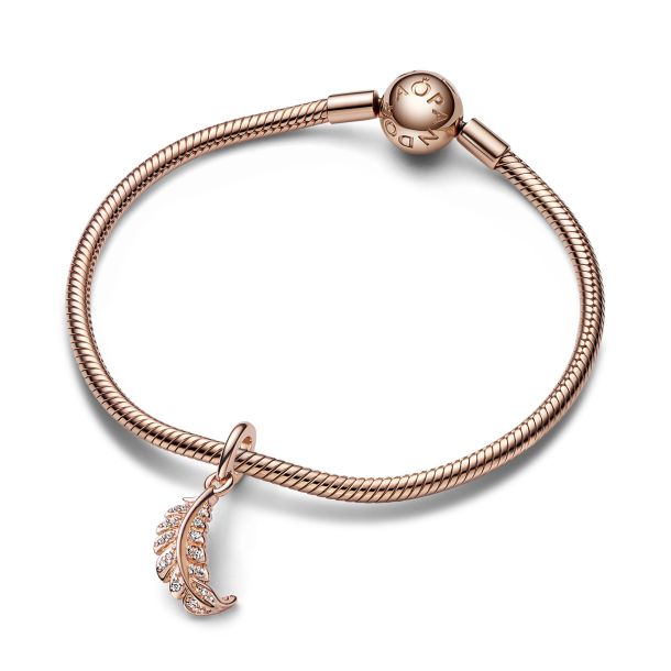 Pandora rose gold feather charm discount