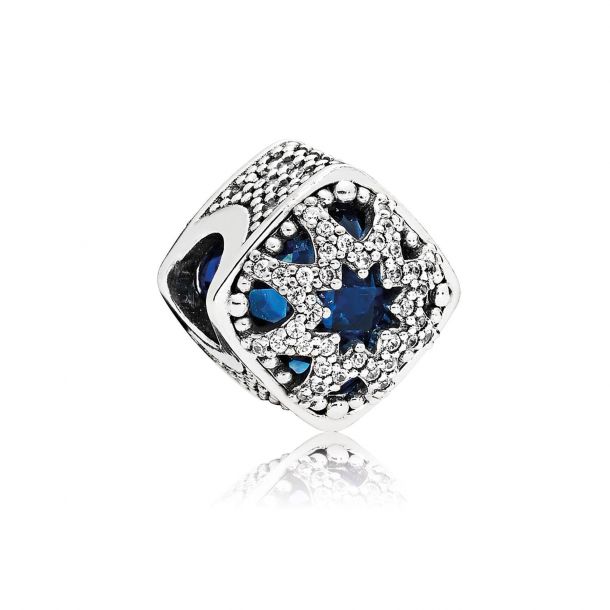 Pandora Glacial Beauty Charm Swiss Blue Crystals Clear Cubic Zirconia
