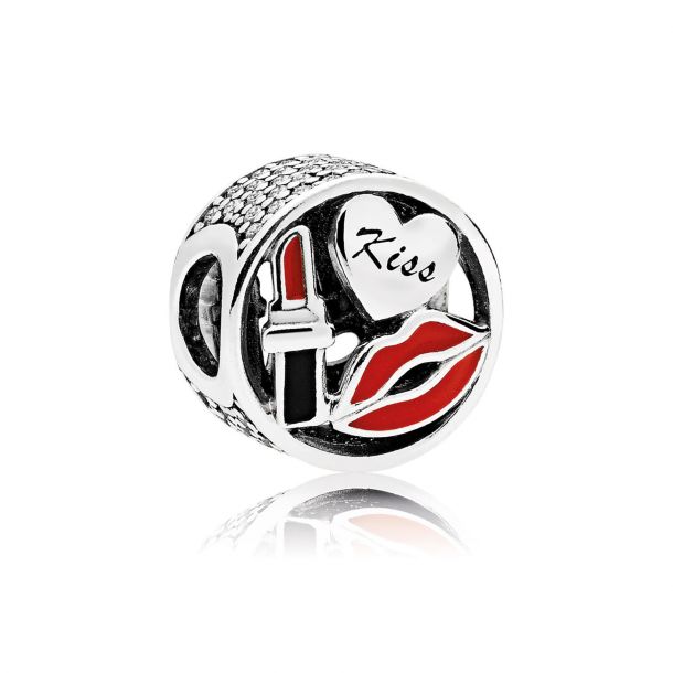 PANDORA Glamour Kiss Charm Mixed Enamel Clear Cubic Zirconia