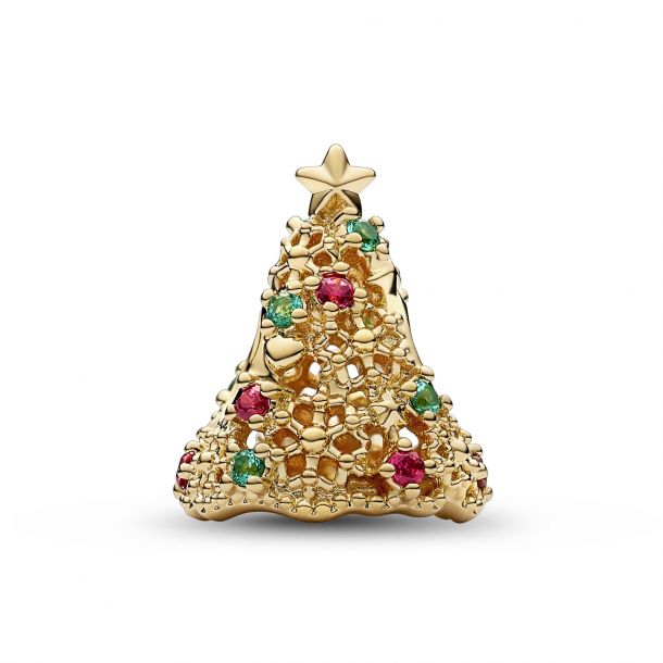 Pandora Glitter Christmas Tree Charm | Gold-Plated | REEDS Jewelers