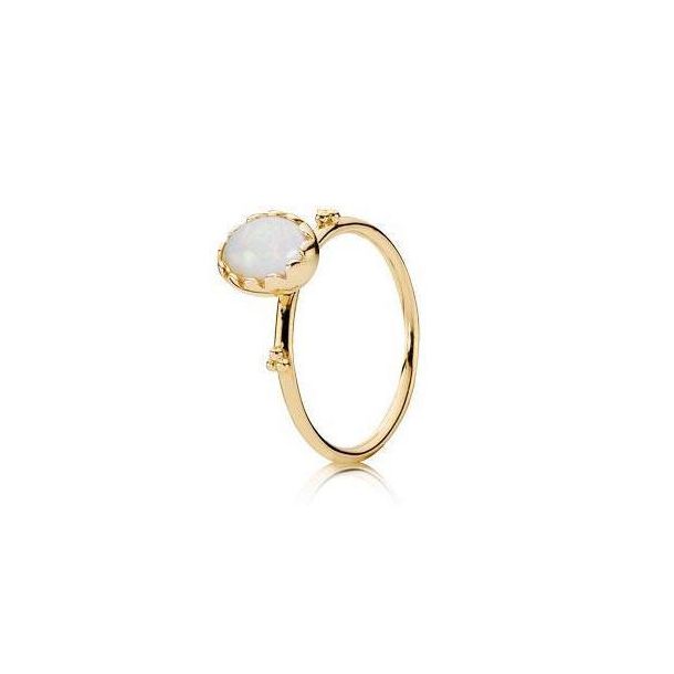 PANDORA Gold Cabochon White Opal Ring REEDS Jewelers