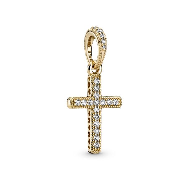 Pandora Gold Sparkling Cross Pendant REEDS Jewelers