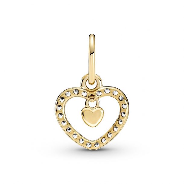 Pandora Gold Sparkling Double Heart Dangle Charm REEDS Jewelers